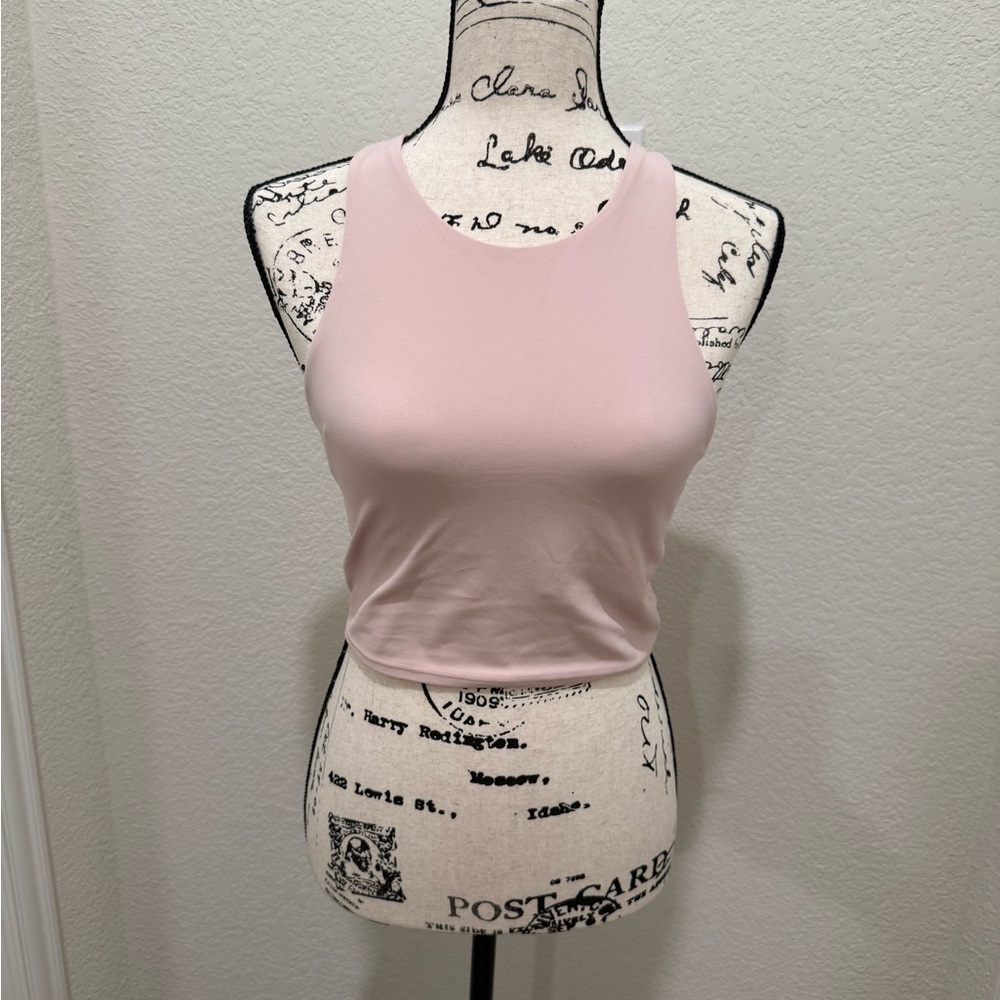 Athleta Light Pink longline high neck bra tank sz M - Picture 1 of 5